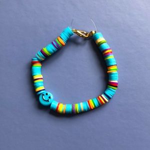 Blue Rainbow Preppy Clay Bead Bracelet 🌈💙